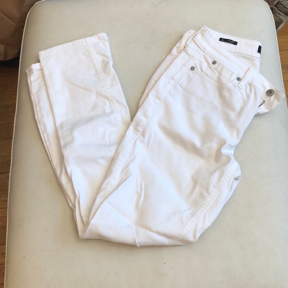 Talbots 4L curvy slim ankle white denim jeans